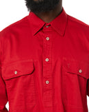Closed Front Cotton Twill Shirt LS - Red