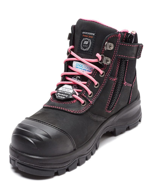 Womens Composite Toe Work Boot - Black/Pink