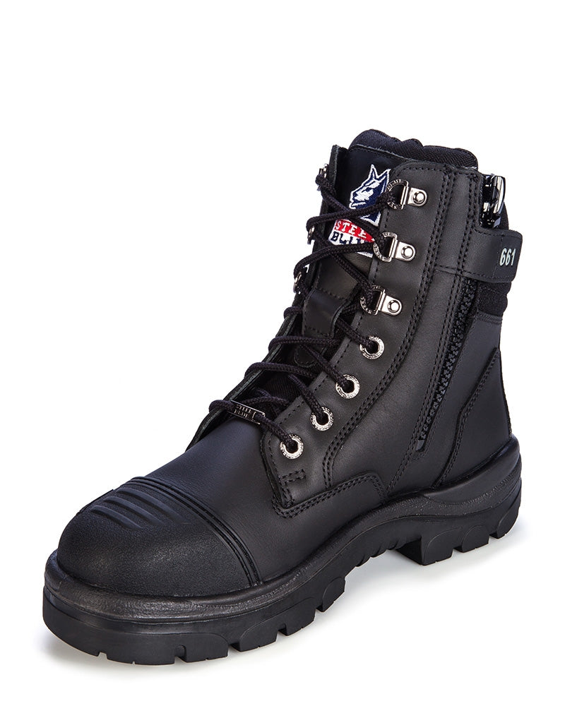 Southern Cross Zip Side Safety Boot - Black