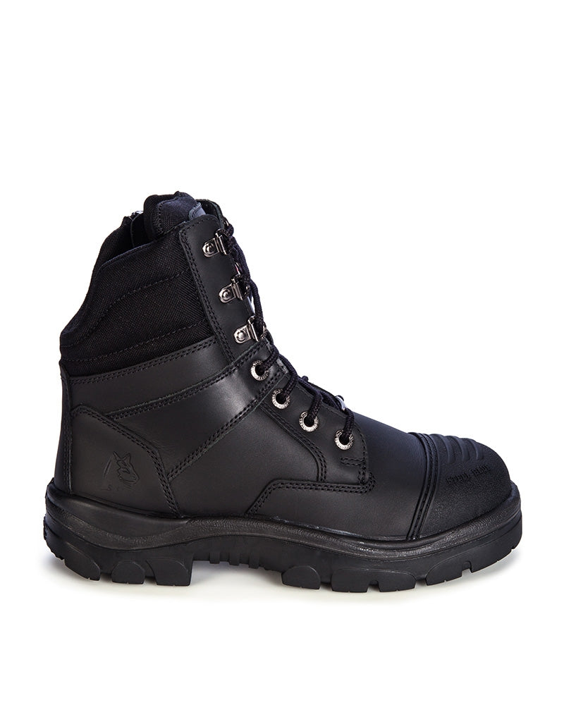 Southern Cross Zip Side Safety Boot - Black