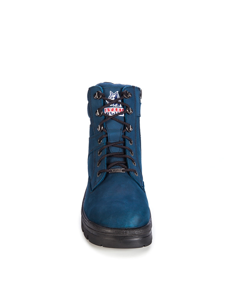 Southern Cross Lace Up Safety Boot with Zip - Blue