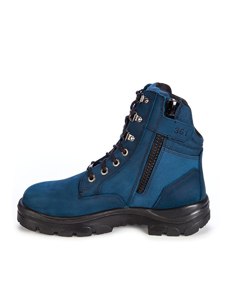 Southern Cross Lace Up Safety Boot with Zip - Blue