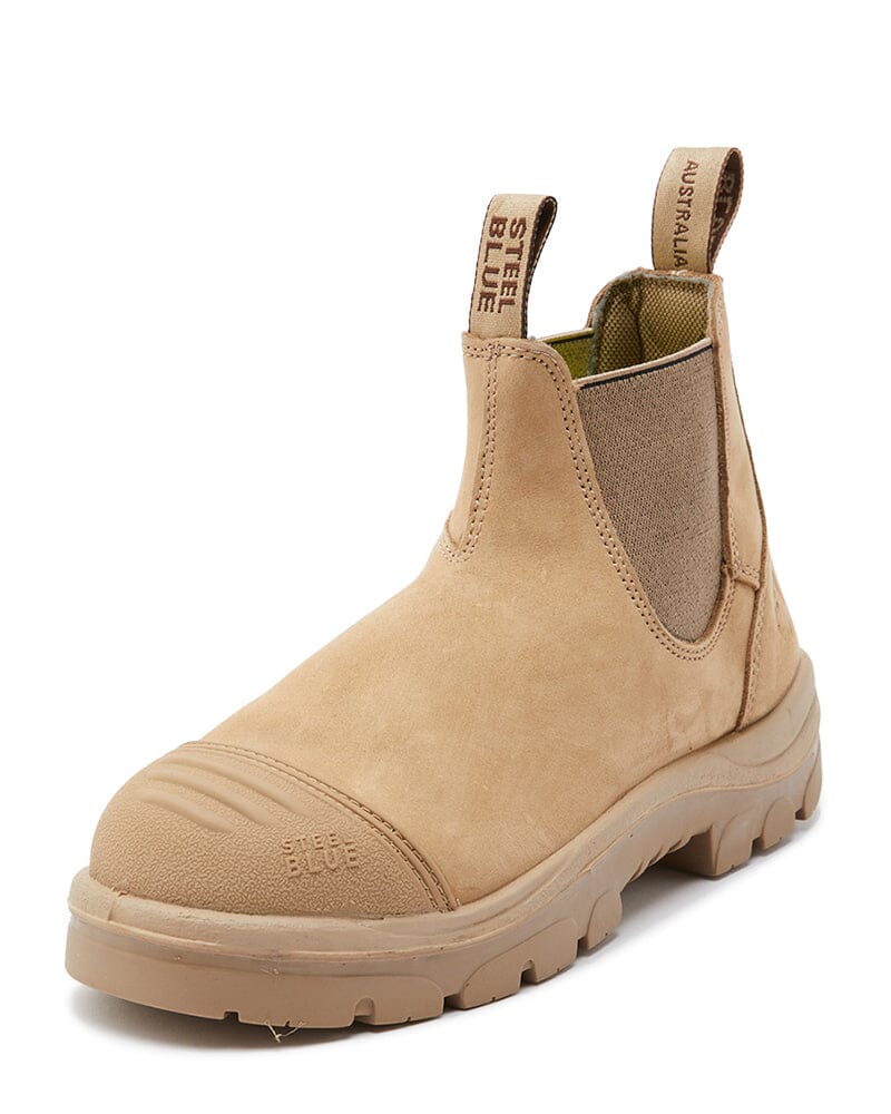 Steel blue top slip on boots