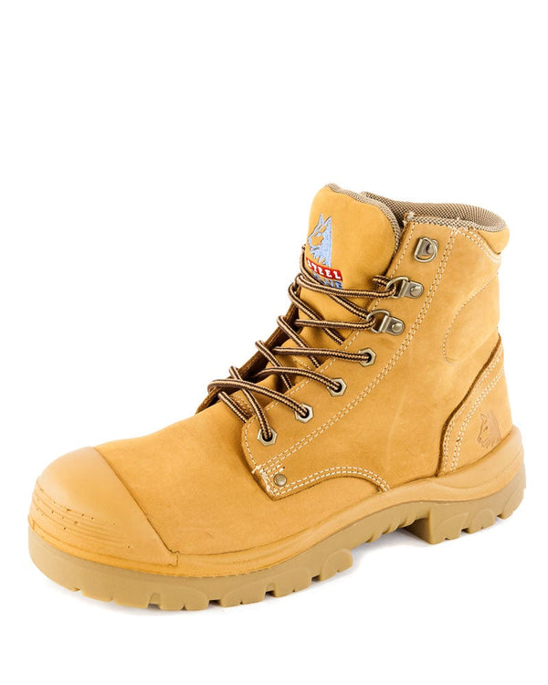 Argyle Lace Up Ankle Boot with Bump Cap - Wheat