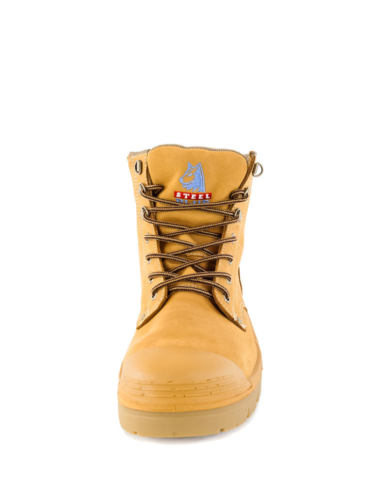 Argyle Lace Up Ankle Boot with Bump Cap - Wheat