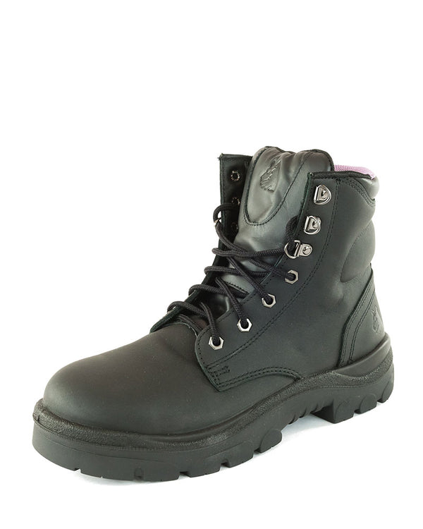 Ladies Argyle Lace Up Safety Boot - Black