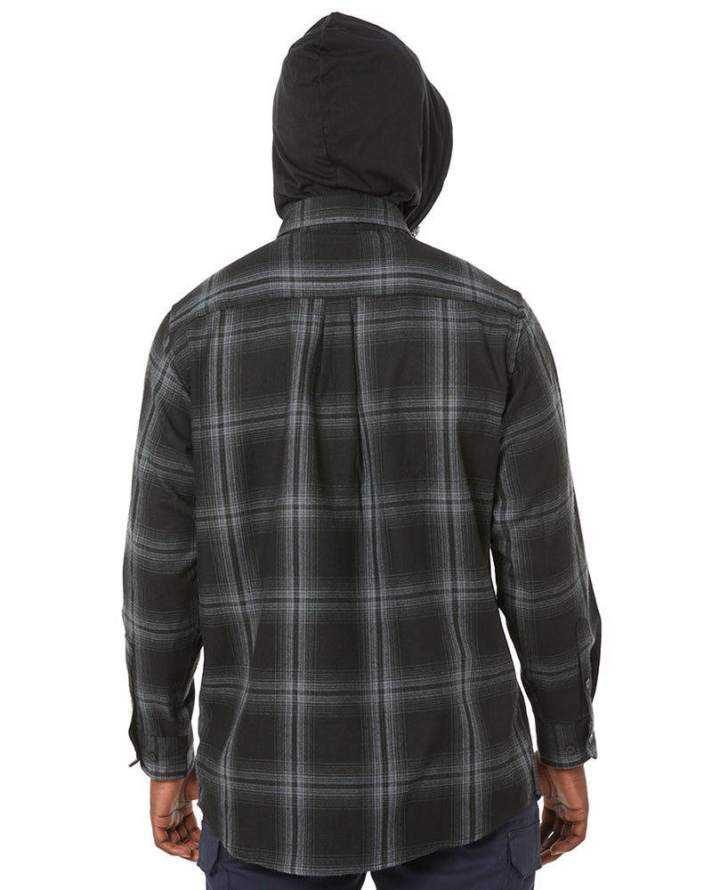 Unit Chester Hooded Flannel Shirt - Black | Buy Online