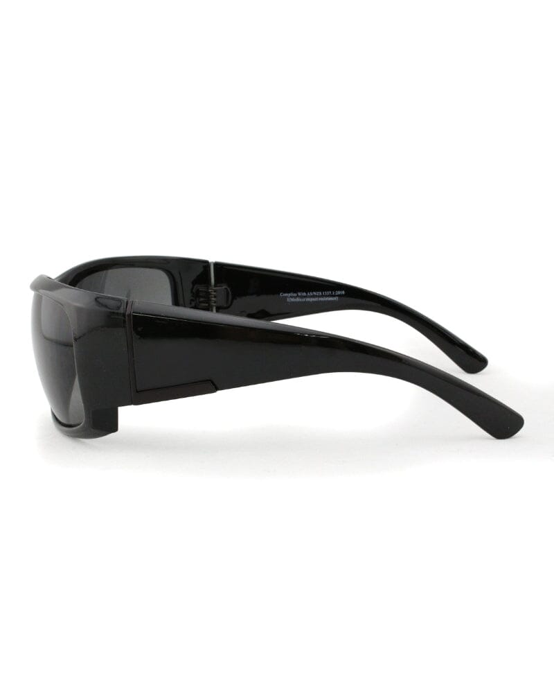 Caution Safety Sunglasses - Shiny Black/Smoke