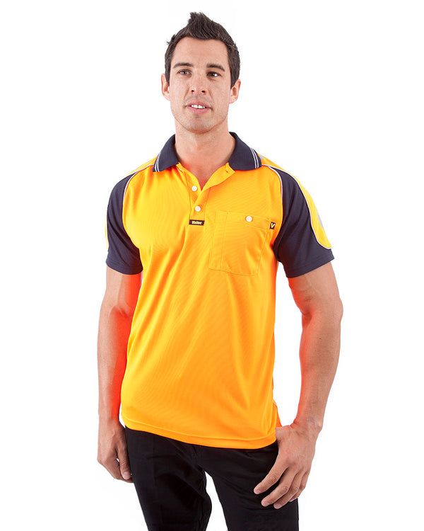 Chief Microfibre Polo Shirt SS - Orange/Navy