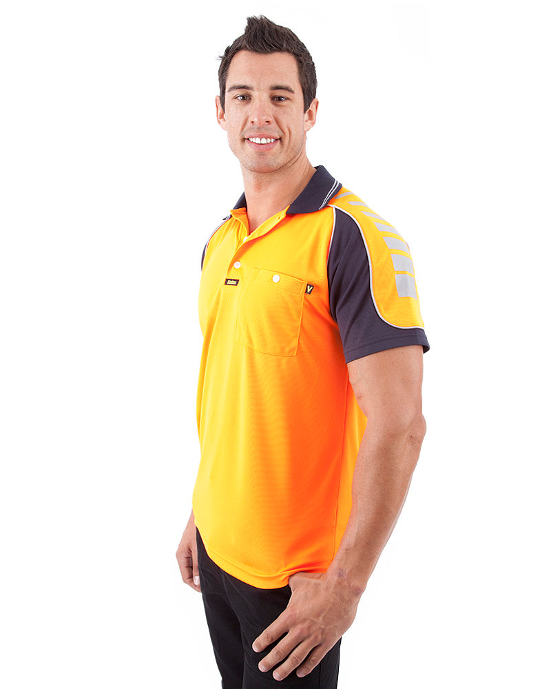 Chief Microfibre Polo Shirt SS - Orange/Navy