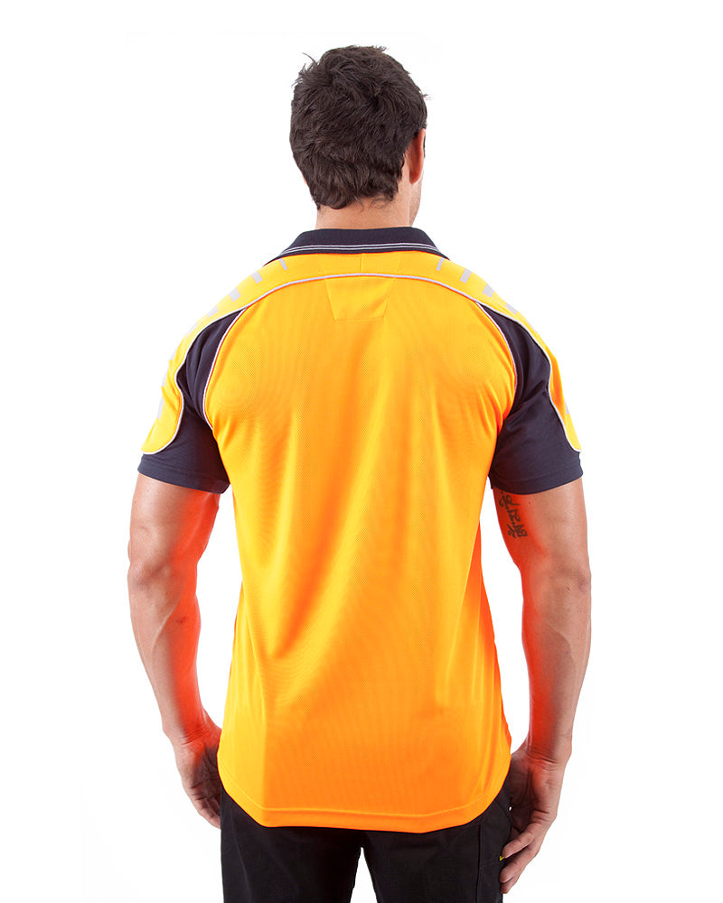 Chief Microfibre Polo Shirt SS - Orange/Navy