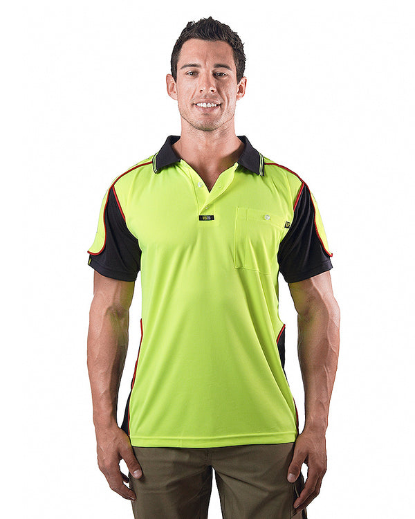 Chief Microfibre Polo Shirt SS - Yellow/Navy