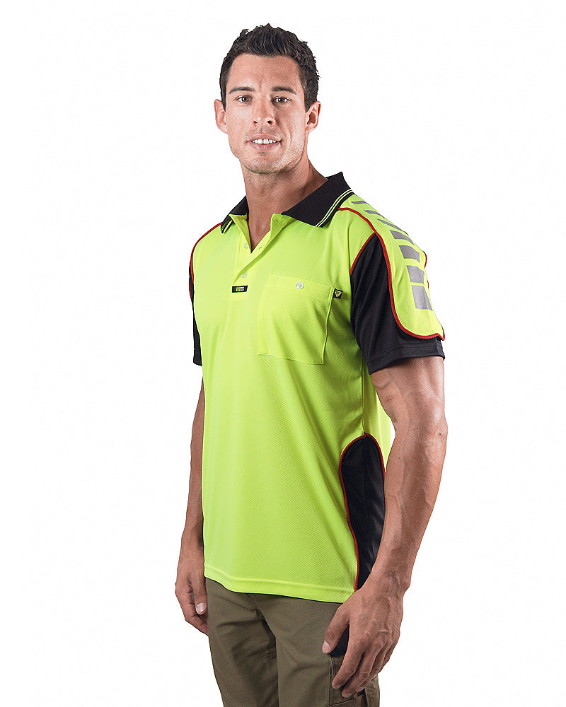 Visitec Chief Microfibre Polo Shirt SS Yellow Navy Buy Online