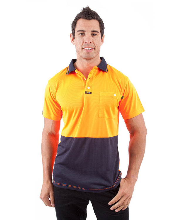 Original Microfibre Polo Shirt SS - Orange/Navy