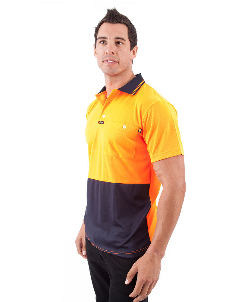 Original Microfibre Polo Shirt SS - Orange/Navy