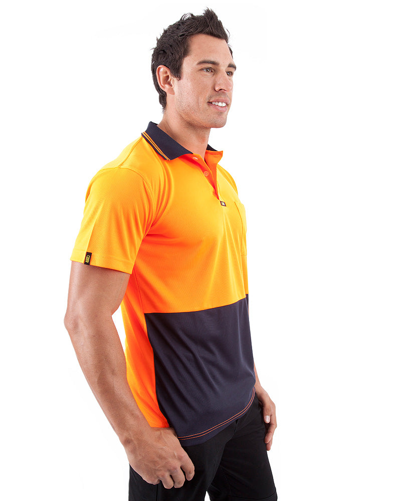 Original Microfibre Polo Shirt SS - Orange/Navy
