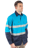 Hi Vis Taped Lightweight Cotton Shirt LS - Blue/Navy