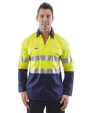 Hi Vis Taped Lightweight Cotton Shirt LS - Yellow/Navy