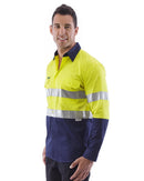 Hi Vis Taped Lightweight Cotton Shirt LS - Yellow/Navy
