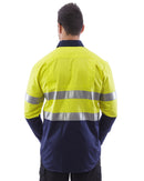 Hi Vis Taped Lightweight Cotton Shirt LS - Yellow/Navy
