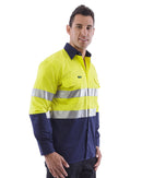 Hi Vis Taped Lightweight Cotton Shirt LS - Yellow/Navy