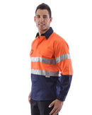 Hi Vis Taped Cotton Drill Shirt LS (3 Pack) - Orange/Navy