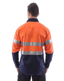 Hi Vis Taped Cotton Drill Shirt LS (3 Pack) - Orange/Navy