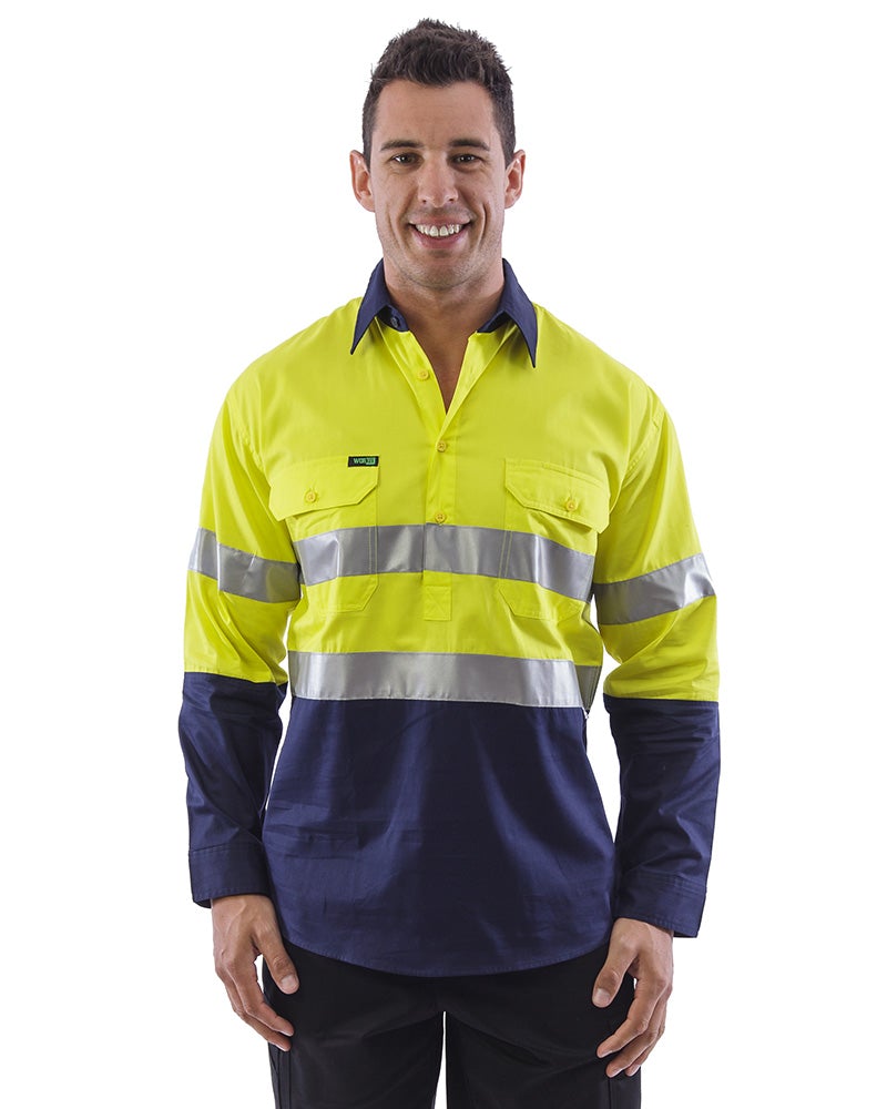 Closed front hi vis work 2025 shirts